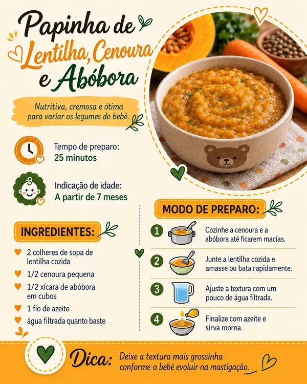 Folha de receita do Cardápio Bebê Comilão